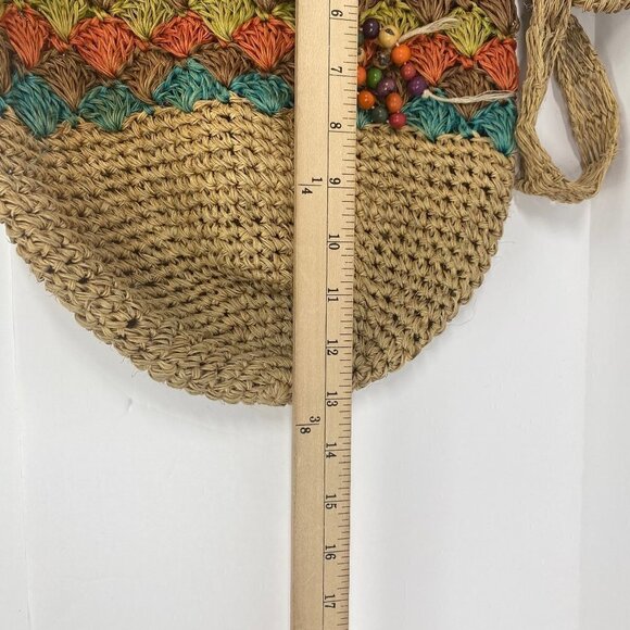 Straw Hobo Bag Multicolor Button Closure - Picture 3 of 10
